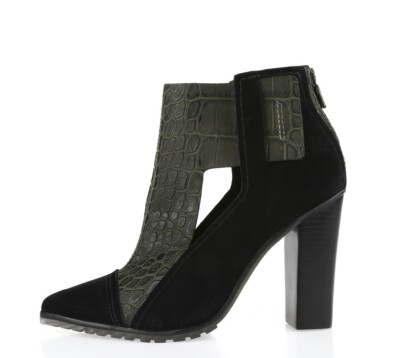 Womens Tibi New York Black Green Open Sides High Heel Ankle Boots Size 37.5