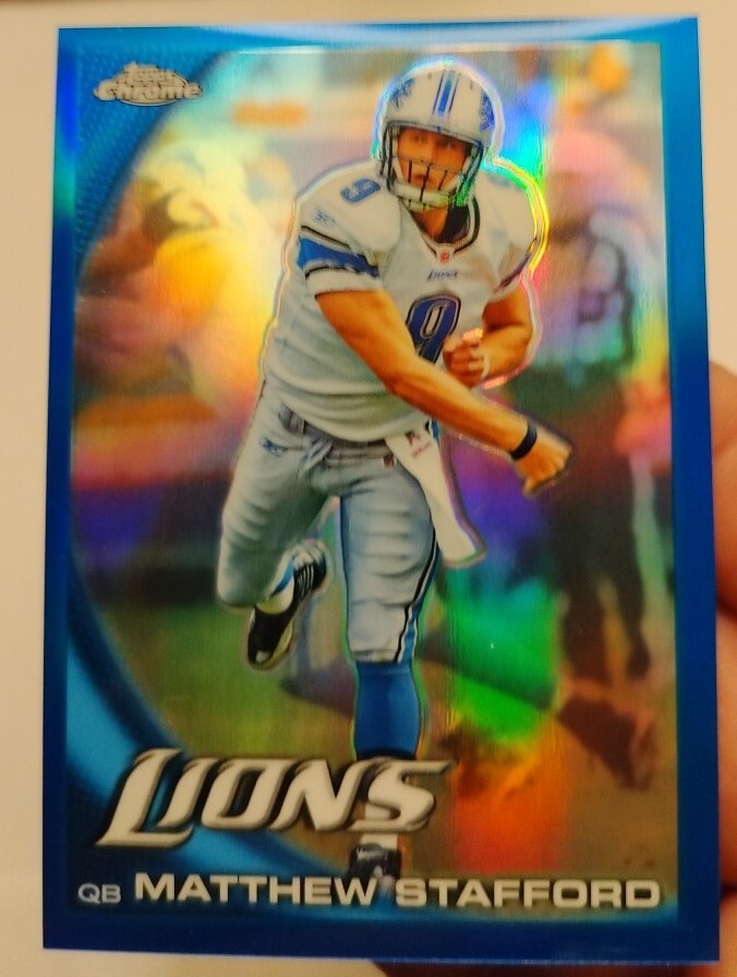 2010 Topps Chrome Matthew Stafford 2nd Year BLUE REFRACTOR #d/199 - Lions/Rams🔥