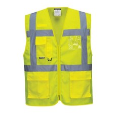 Image of Portwest C376 Athens Hi-Vis Mesh Executive Vest Zip Safety Waistcoat - Yellow