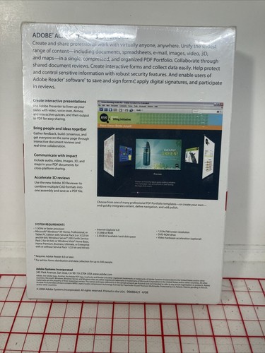 Adobe Acrobat 9 Pro Extended Professional Windows NIB Sealed - Picture 3 of 3