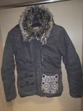Khujo Womens Grey Cotton Padded Hooded Heavy Thick Jacket Coat Size Medium