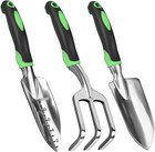 Garden Tool Set, 3 Pack Heavy Duty Gardening Hand Tools with Non-Slip Rubber Han