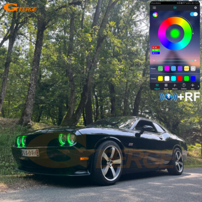 For Dodge Challenger 2008 - 2014 Multi Color RGB LED Angel Eyes Bluetooth App