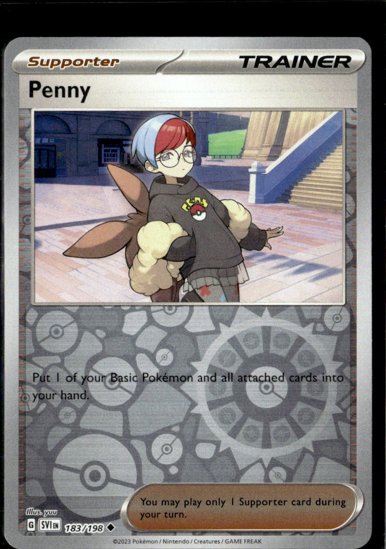 Pokemon Penny 183/198 Scarlet Violet Base Reverse Holo Uncommon 2 Card Lot