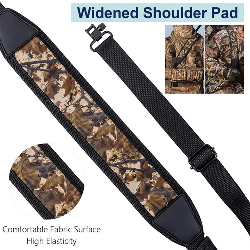 Camouflage Two Point Rifle Gun Sling With Swivels Shoulder Padded Hunting Strap - Picture 5 of 11