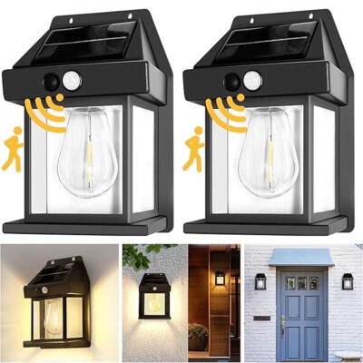 2 pcs LED Wall Light Solar Power Outdoor Indoor Garden Yard Shed Lamp