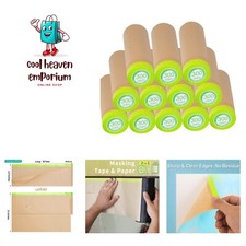 Pre-Taped Masking Paper for Painting - 12 inch x 50 feet Tape and Drape Paint...