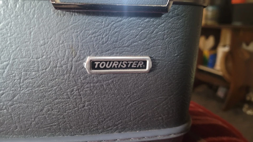 Estuche de mano/maquillaje American Tourister vintage con cerradura y llaves azul Foto 4 de 4
