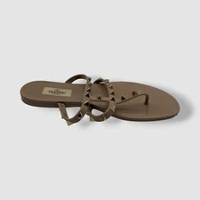 $490 Valentino Garavani Women's Beige Rockstud Jelly T-Strap Sandal Shoes 38