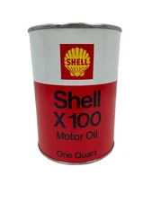 Vintage Shell X-100 Motor Oil One Quart Cardboard Can - FULL - 20w-20 Good cond
