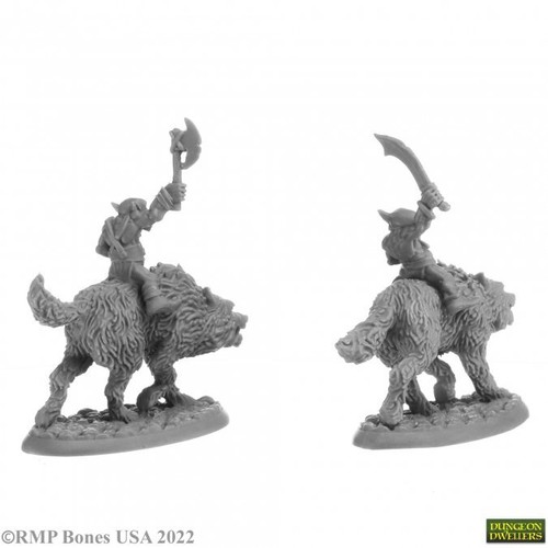 GOBLIN WOLFRIDERS Reaper Miniatures Bones USA Dungeon Dwellers REM07041 D&D - Picture 3 of 8