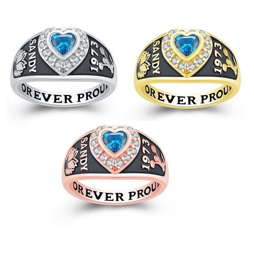 Full Customized High School Class Ring Gift For Heart Gemstone Design Collection - Picture 5 of 20