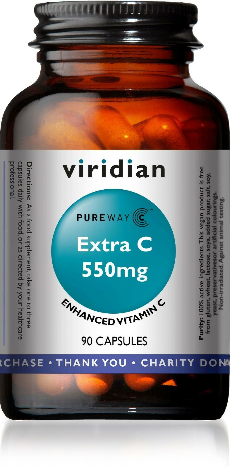 Viridian Extra C 550mg 90 Capsules for Immune Health