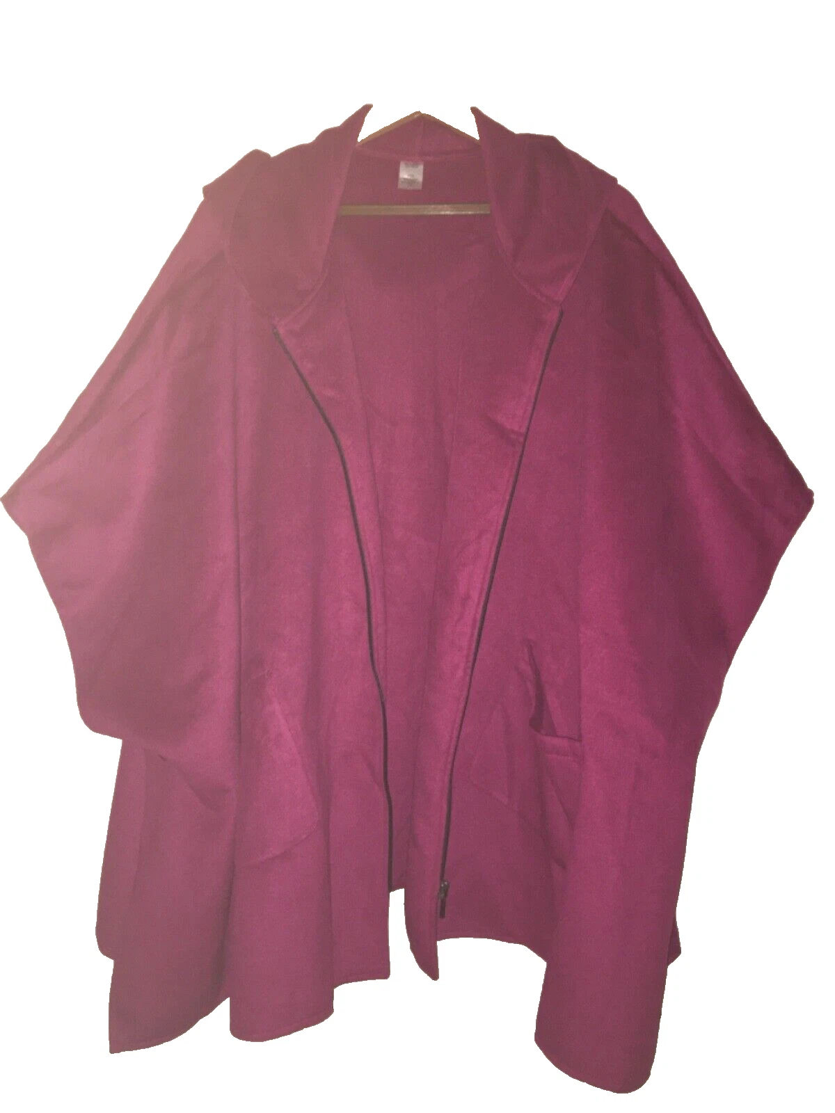 VETEMENTS NUOVA felpa con cappuccio invernale da donna senza marchio mantello con cerniera tasche anteriori vino viola XL bella!