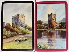 EN206 Swap Playing Cards 2 VINTAGE ENG NAMED BLARNEY & ROSS CASTLE SCENES ART
