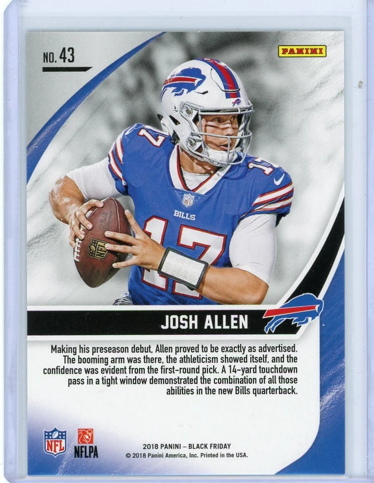 2018 panini Black Friday Football Foil Rookie #43 Josh Allen #059/199 - Image 2 of 2