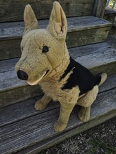 Vintage E J CLASSIC German Shepherd Stuffed Dog Realistic Plush 23" sitting