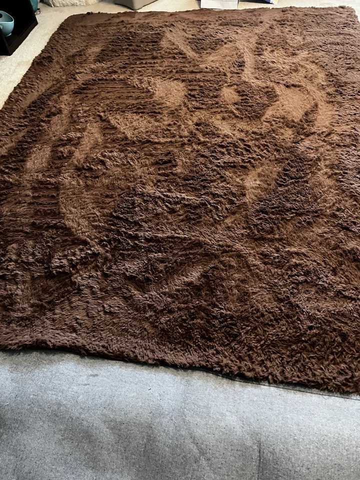Large Brown Furry Area Rug 8 X 10 Feet Soft Faux Fur - Image 2 of 4