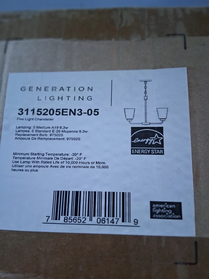 Generation Lighting Kerrville Collection 5-light Chandelier - Chrome - In Box - Image 3 of 4