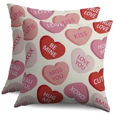 Valentines Pillow Covers 18X18 Set of 2, 18" x 18" Pack of 2 Pink Red