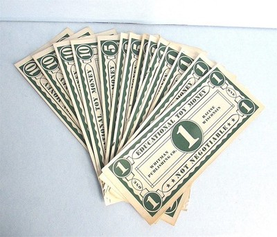 15 PLAY Paper MONEY Toy Whitman Publishing Educational $1 $5 $10 Vintage
