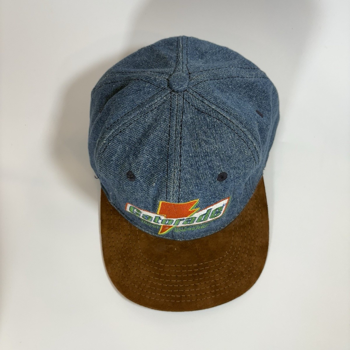 Vintage Gatorade Snapback Hat 90s Thirst Quencher Denim Suede B1