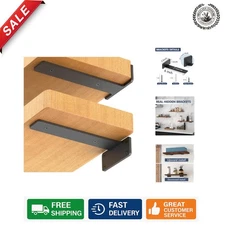 Versatile 6 Inch Floating Shelf Brackets - Heavy Duty Black Metal, 4 Pack