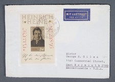 MayfairStamps Germany 1972 Heinrich Heine Poet Souvenir Sheet Cover aaw_60423