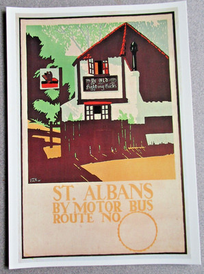 Postkarte ST ALBANS London Transport mit dem Motorbus Pub Ye Old Fighting Cocks NEU