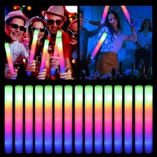 15/30PCS LED Glow Sticks RGB Foam Light Up Cheer Sticks for Party Wedding Birthd