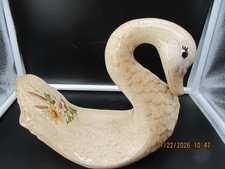 Vintage hand painted Ceramic Swan Towel Holder bathroom decor