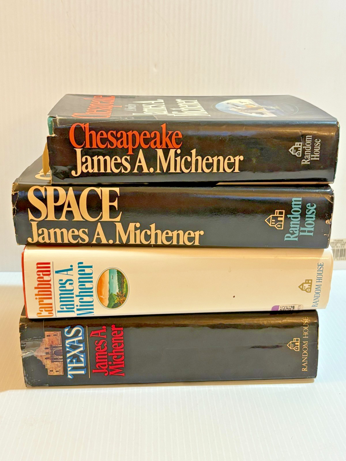 Lot 4 James Michener Hardcover Books with Dust Jackets Texas Space Caribbean