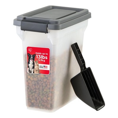 IRIS USA Dog Food Storage Container, Up to 13 lbs, 13 Dark Gray/Clear