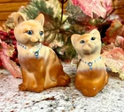 GORGEOUS Fenton**CHOCOLATE SLAG SITTING & RECLINING CAT SET**QVC....2009