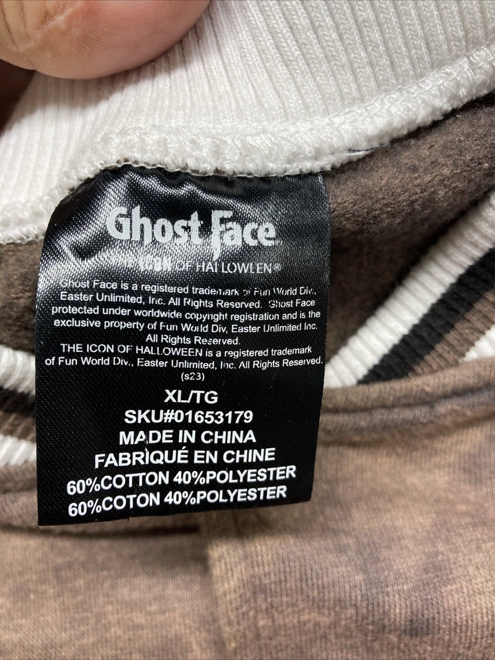 SCREAM Ghost Face Varsity Jacket Men’s Size XL Brown Long Sleeve Snap Button - Image 4 of 4