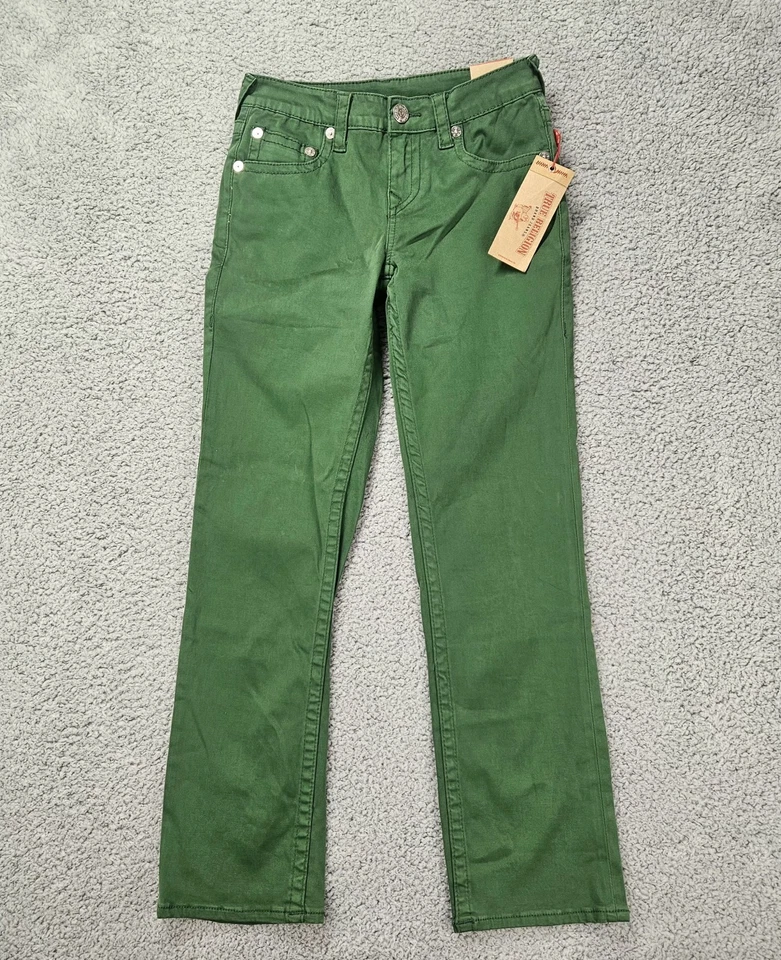True Religion Kids Section Straight Green Twill Jeans Boys Size 12 NWT - Image 2 of 4