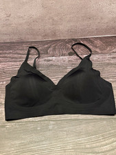 Women  s Wireless Pullover Bralette Adjustable Straps Solid Black Size L