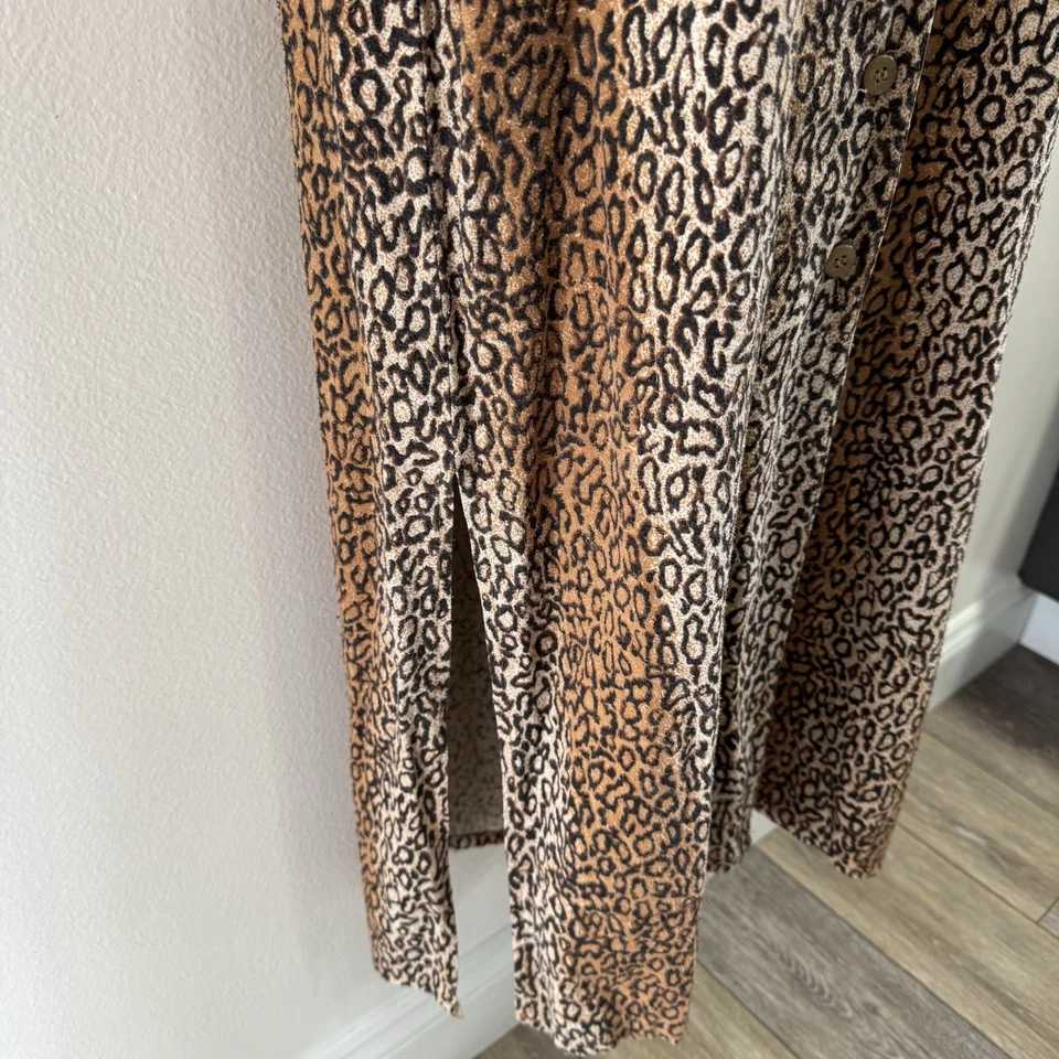 Maxi Vestido De Colección Y2K Años 90 Nick & Sarah S Leopardo 100% Seda Cruda Grunge Punk Foto 4 de 4