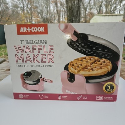 Art and Cook Flip 7'' Belgian Waffle Maker -Pink  Model MDS12555 New Open Box
