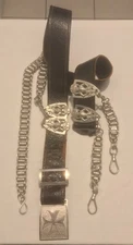 Antique Knights Templar Sword Leather Belt Chain Maltese Cross Sword Hangers