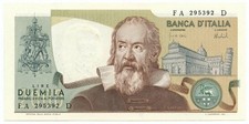 2000 LIRE BANCA D ITALIA GALILEO GALILEI 08/10/1973 FDS-/FDS