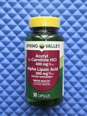  SPRING VALLEY Acetyl L-Carnitine HCI 400mg + Alpha Lipoic Acid 200mg 50 Ct 3/27