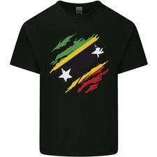Camiseta de fútbol americano Torn Saint Kitts and Nevis Flag Day para hombre de algodón ligero