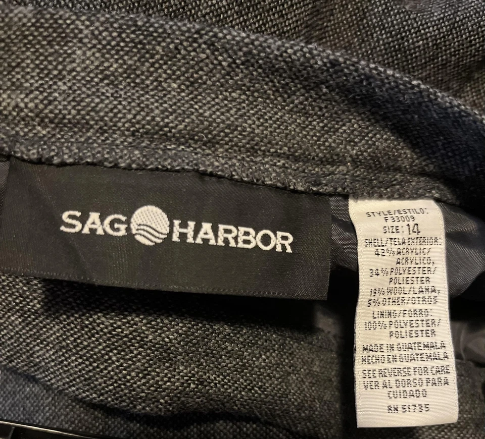 Sag Harbor 裙子女式 14 灰色粗花呢条纹下摆内衬后通风条纹 Midi — 第 4/4 张图片