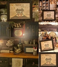 Authentic Repro Sampler Rustic Folk Art Cross Stitch Framed Primitive Bible Vers