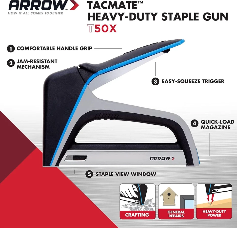 Arrow T50X Heavy-Duty Staple Gun for Upholstery, Furniture, Office, Decorating - Image 3 of 4