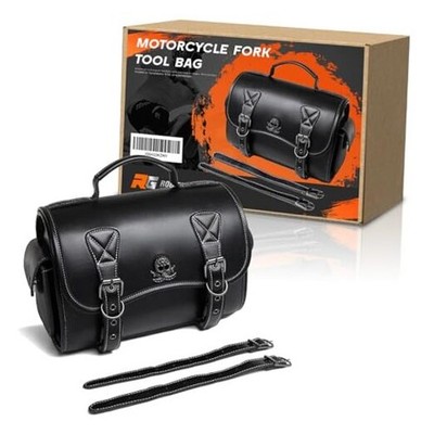 14.9L Motorcycle Fork Tool Bag With 2 Mounting Straps,PU Leather Roll 