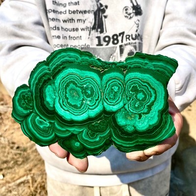 1.61LB Natural malachite slice quartz crystal luster mineral specimen