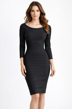 Vintage Herve Leger Black Bandage Classic Iconic Bodycon Dress LBD M