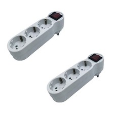 2 Stück Dreifachstecker mit Schalter 3er Mehrfachstecker Triple Stecker vertikal